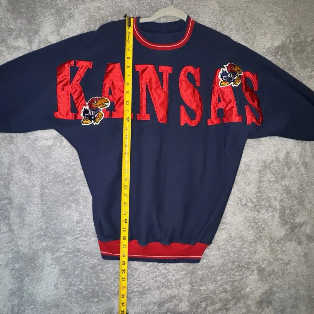 Vintage 90s Kansas Jayhawks Embroidered Crewneck Sweatshirt KU SZ Med Collegiate